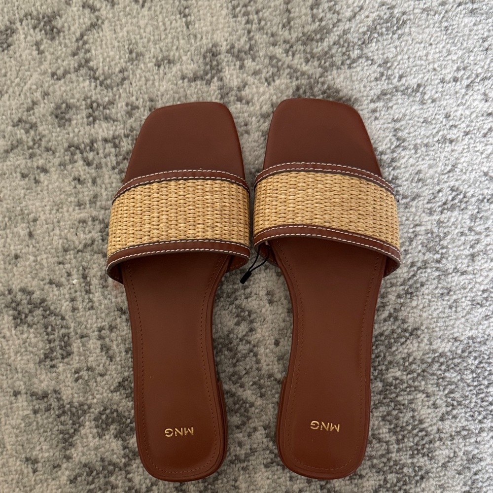 Mango Woven Brown and Tan Sandals